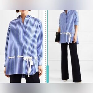 Sacai Striped Cotton Poplin Belted Shirt Dress Size 1 US6